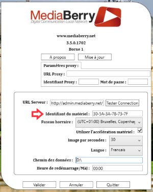 Configuration du player d'affichage dynamique MediaBerry pour Windows 